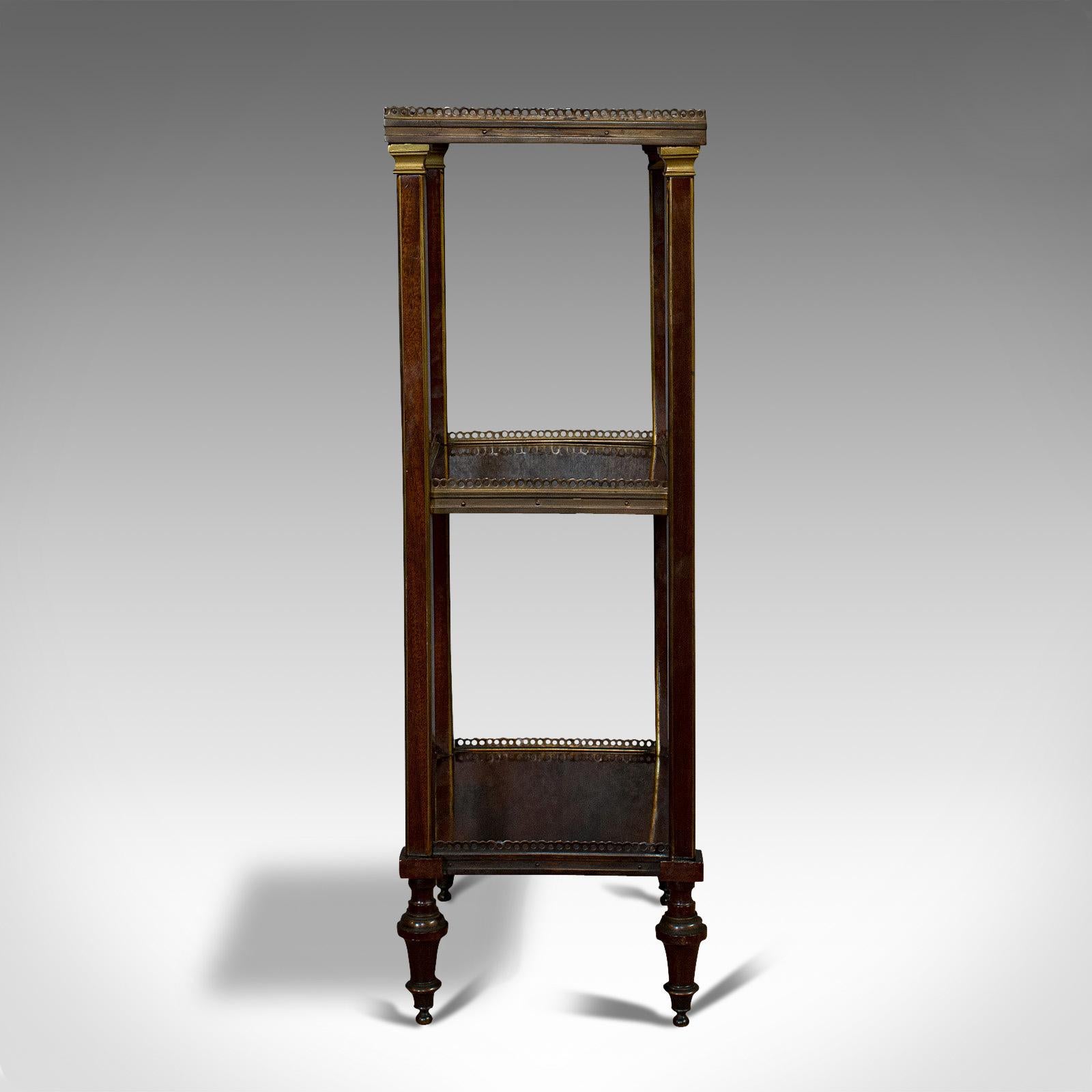 19th Century Antique Étagère, Italian, Mahogany, Brass, 3 Tier, Whatnot, Victorian circa 1870