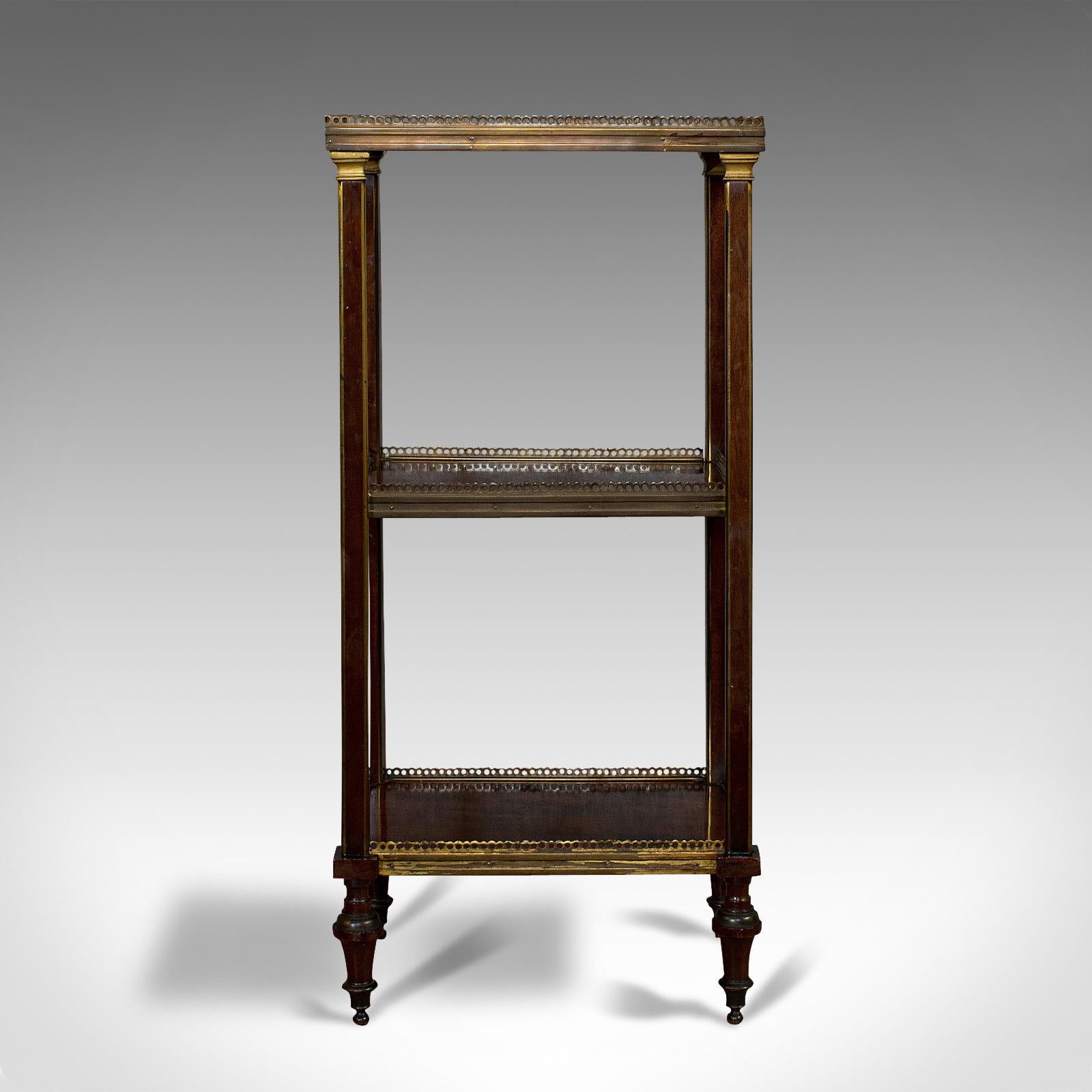 Antique Étagère, Italian, Mahogany, Brass, 3 Tier, Whatnot, Victorian circa 1870 1
