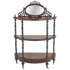 Antique Etagere, Three-Tier Walnut Display, Barley Twist, Scotland, 1870