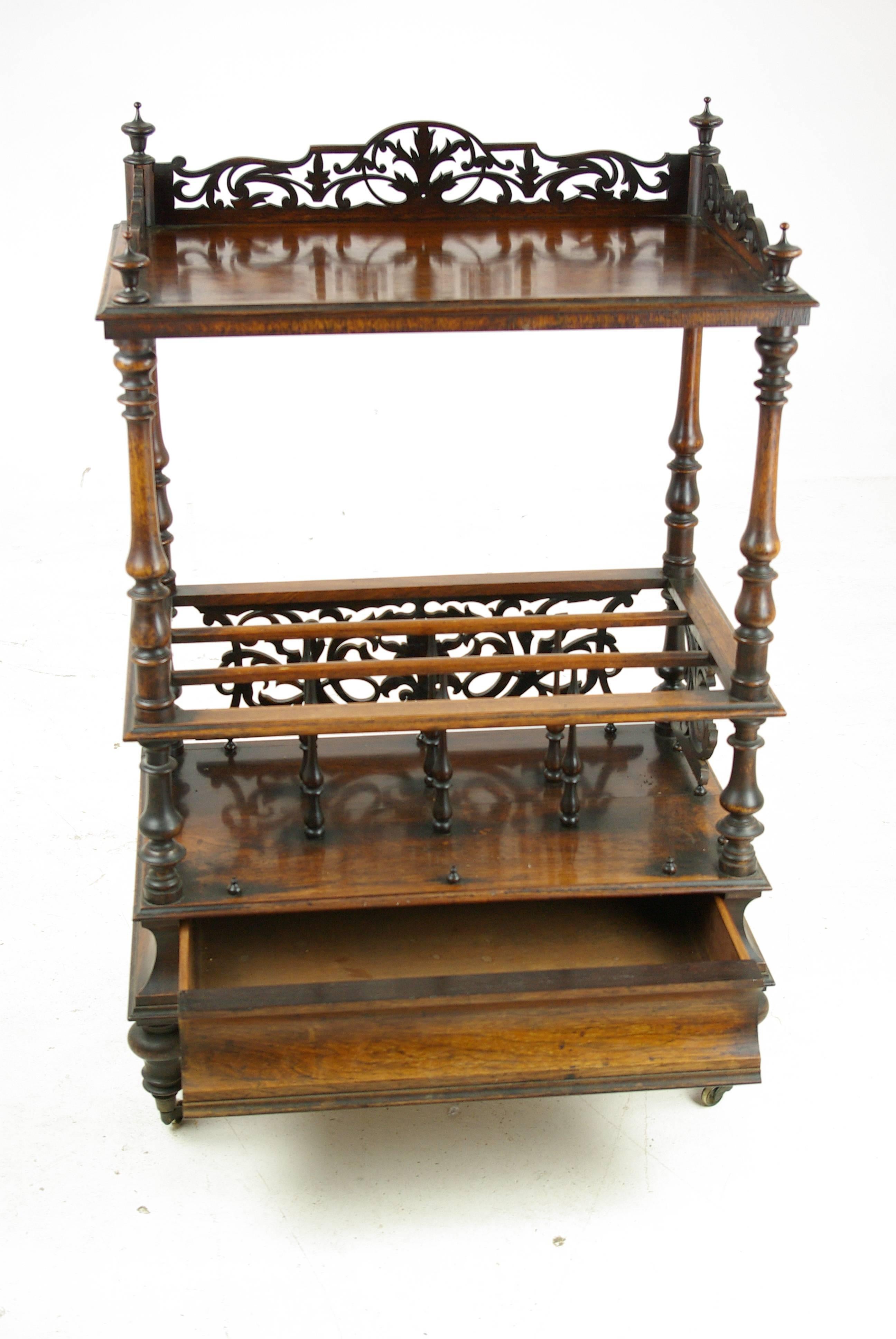 Antike Etagere:: Nussbaum Canterbury:: Schottland 1870:: Antike Möbel:: B1128 (Handgefertigt)