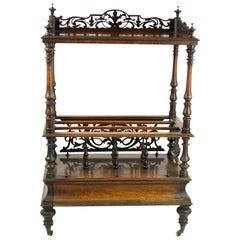 Antique Étagère, Walnut Canterbury, Scotland 1870, Antique Furniture, B1128