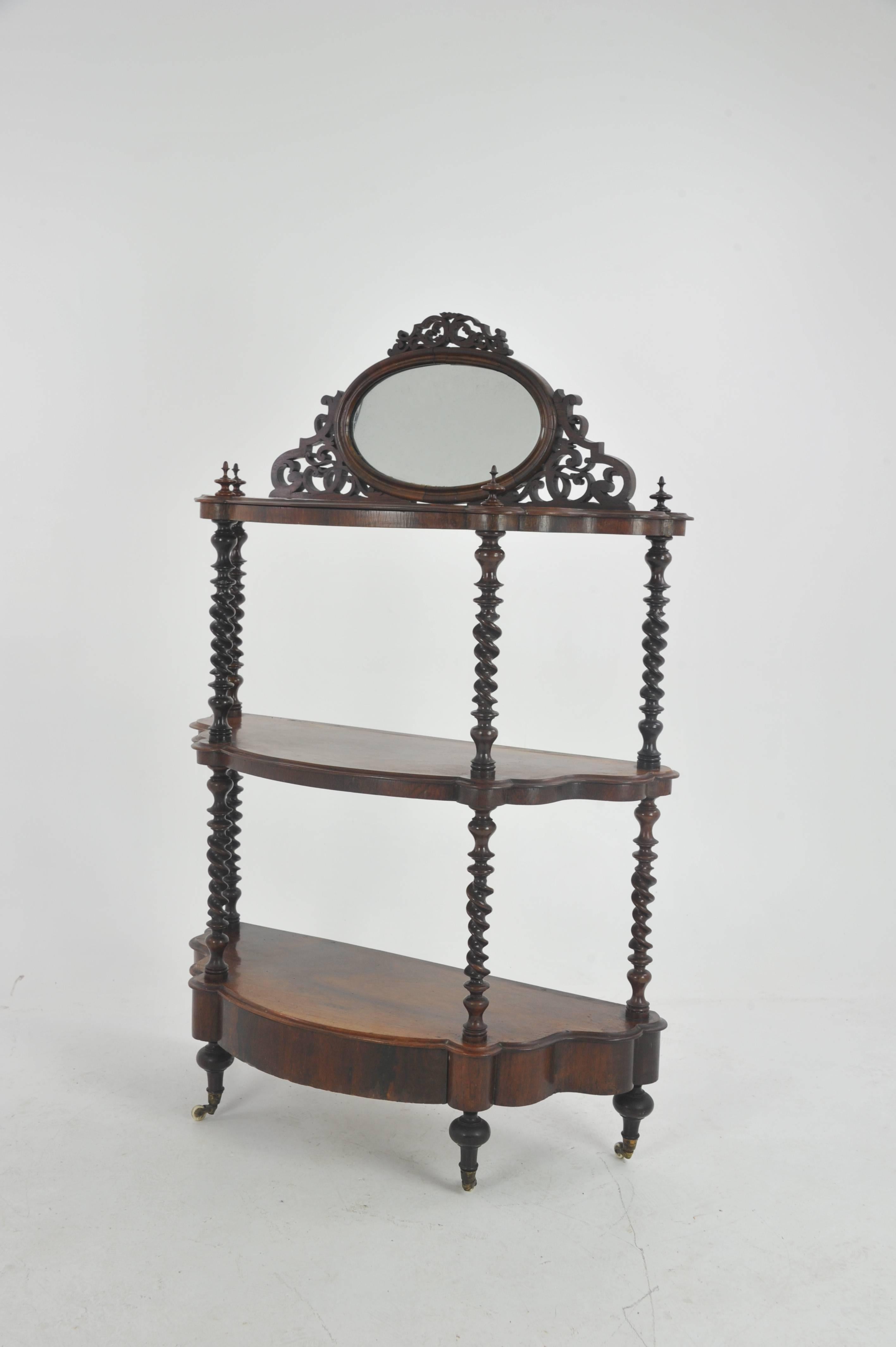 Antique Etagere, Three-Tier Walnut Display, Barley Twist, Scotland, 1870 5