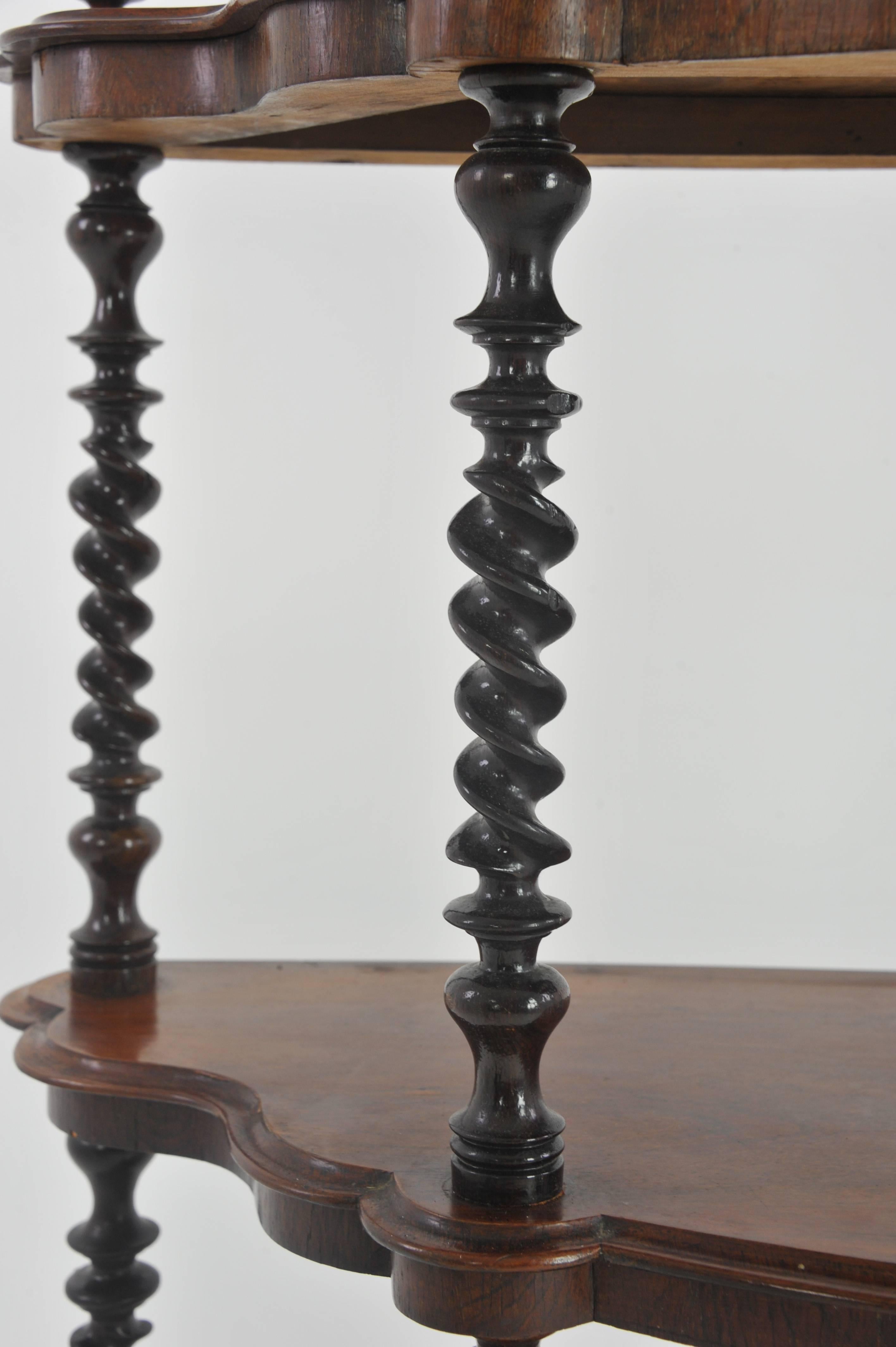 Late 19th Century Antique Etagere, Three-Tier Walnut Display, Barley Twist, Scotland, 1870