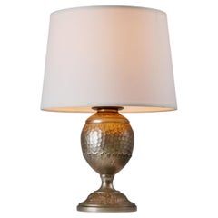 Antique Etain Lamp, Vintage Metal Table Light, Decorative Home Accent