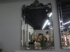 Antique Etched And Beveled Venetian Mirror