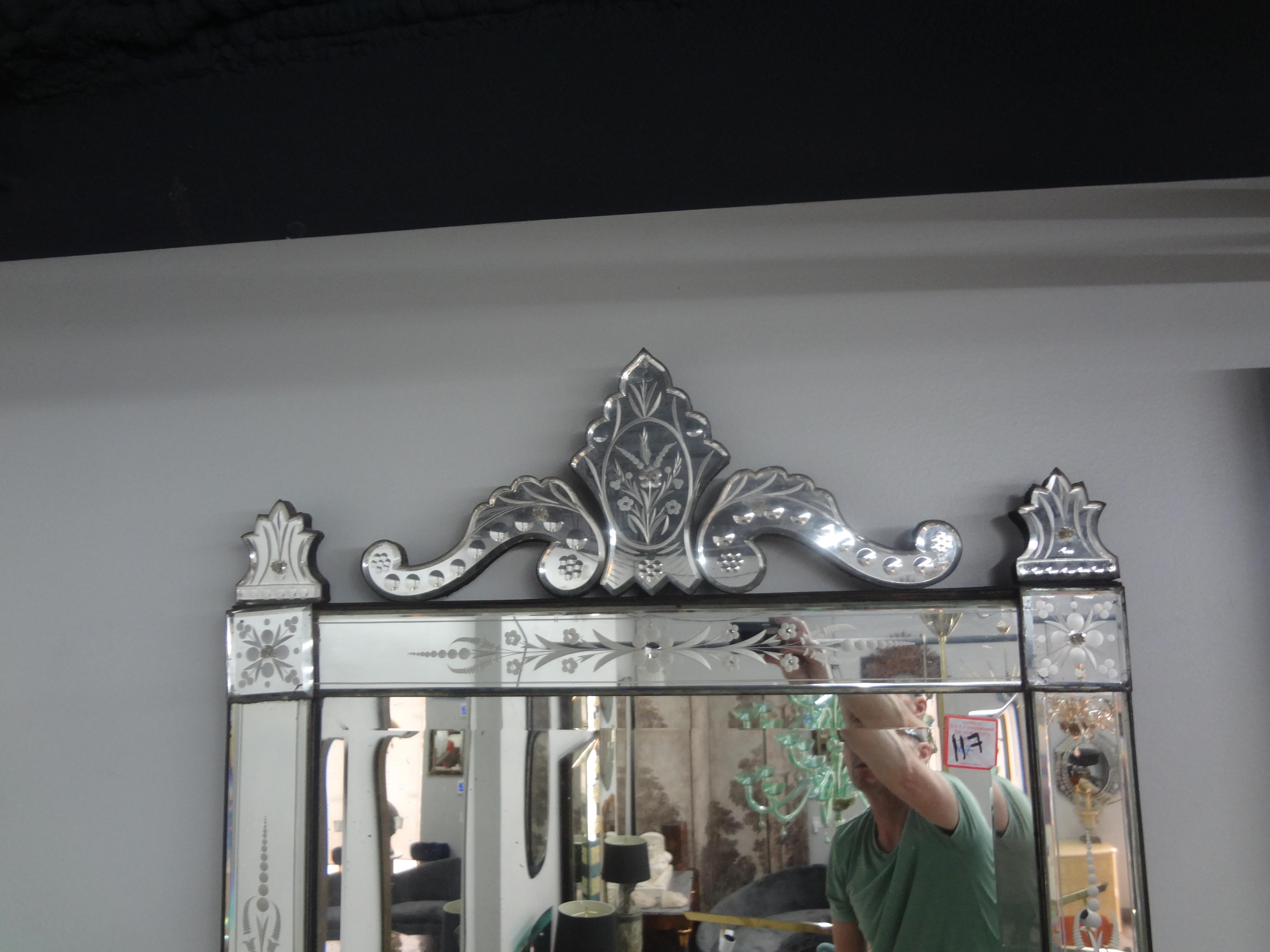 Art Deco Antique Etched And Beveled Venetian Mirror For Sale