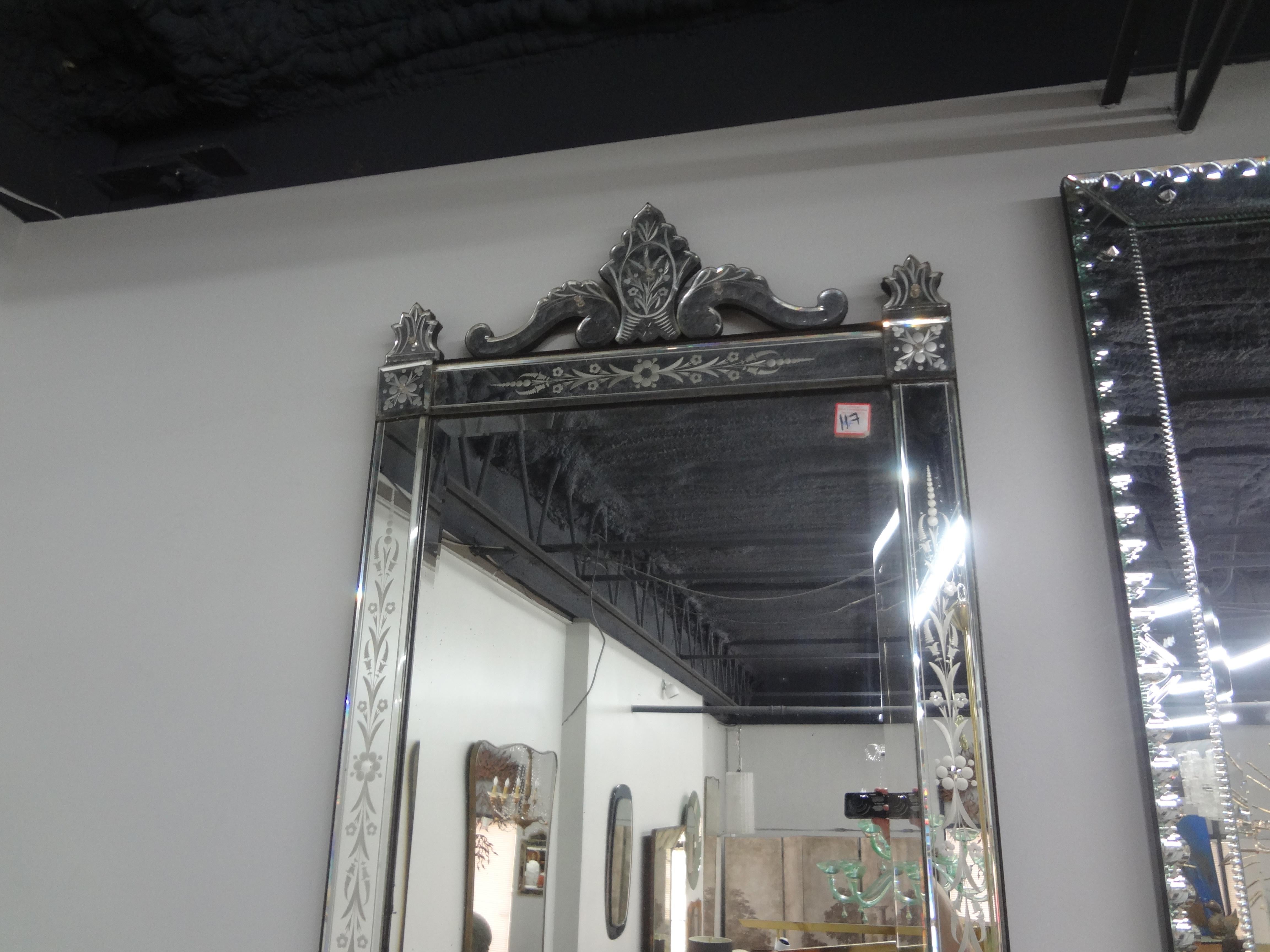 Italian Antique Etched And Beveled Venetian Mirror For Sale