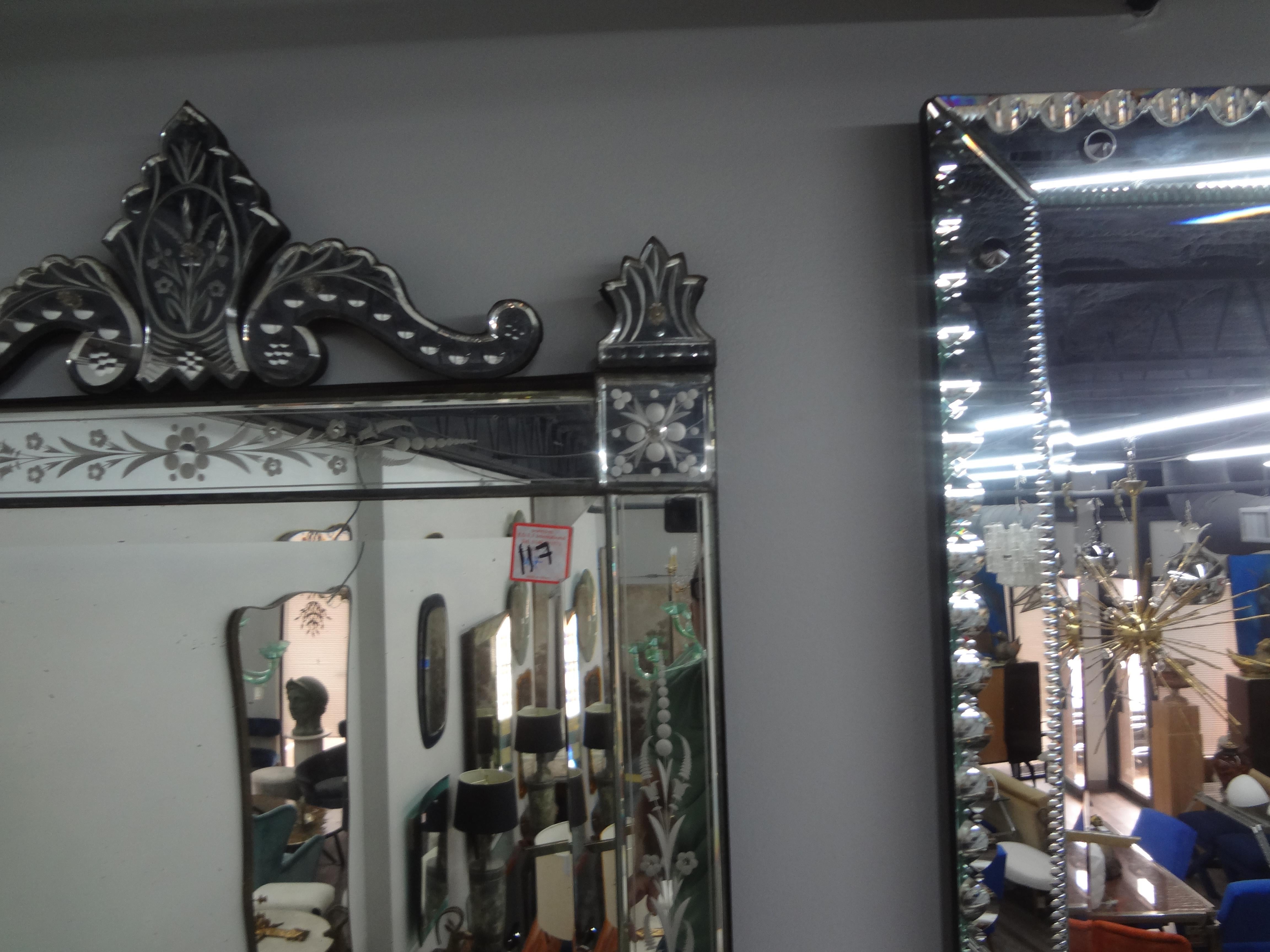 Antique Etched And Beveled Venetian Mirror In Good Condition For Sale In Houston, TX