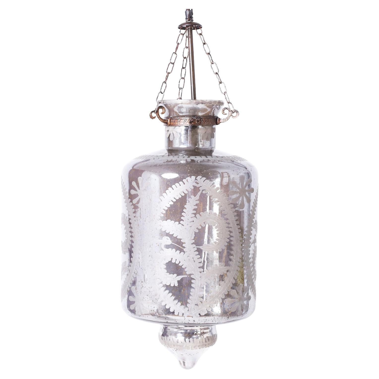 Antique Etched and Silvered Lantern or Pendant