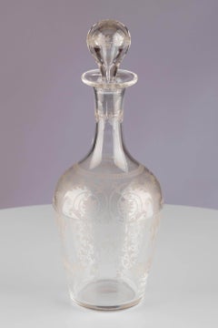 Antique Etched Clear Glass Victorian Edwardian Decanter Bottle Drink Wine