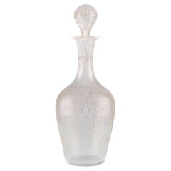 Antique Etched Clear Glass Victorian Edwardian Decanter Bottle Drink Wine