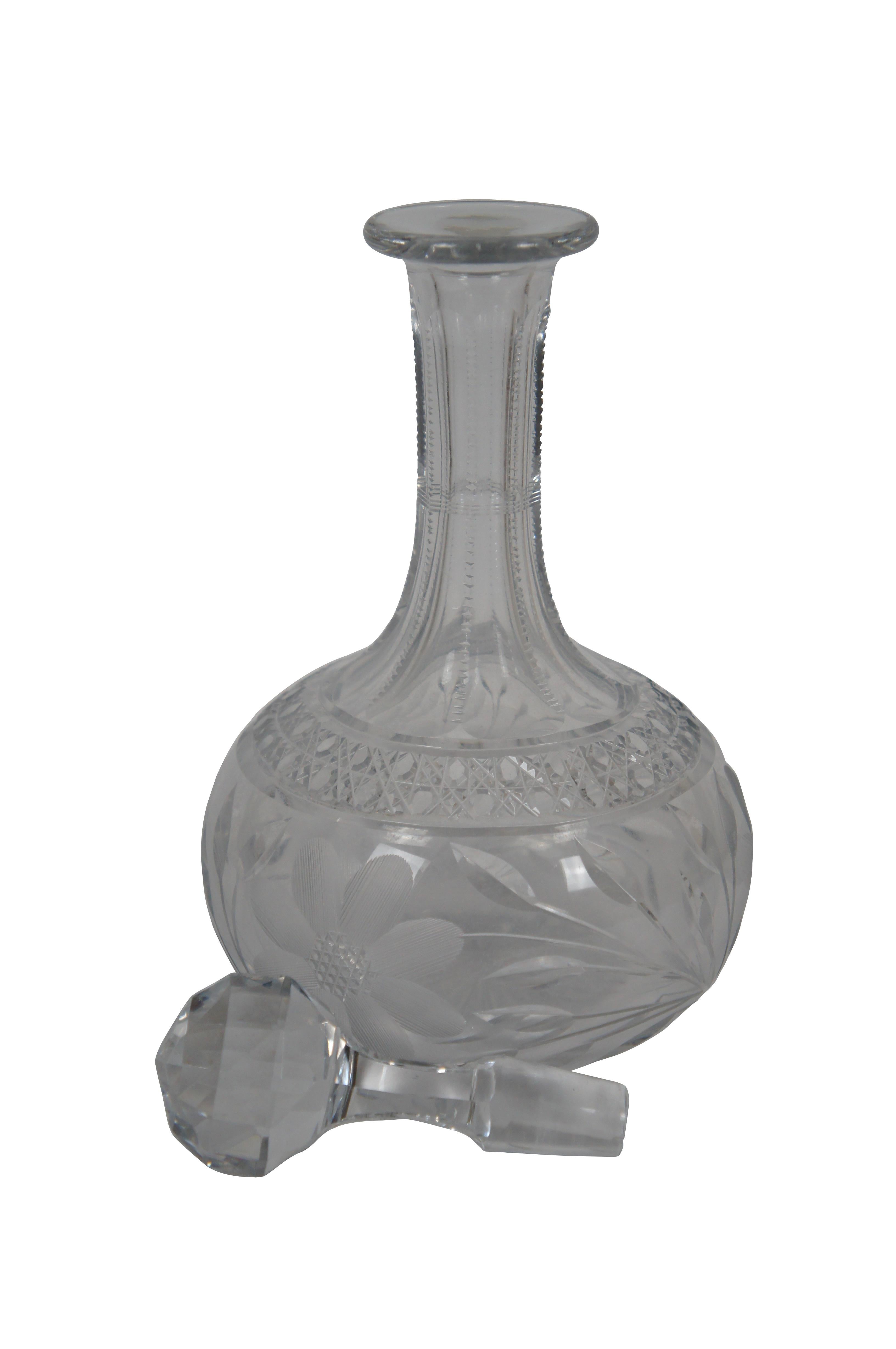 vintage etched glass decanter