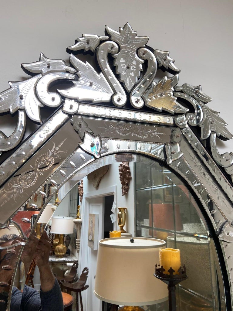 Antique Etched Glass Mirror For Sale at 1stDibs