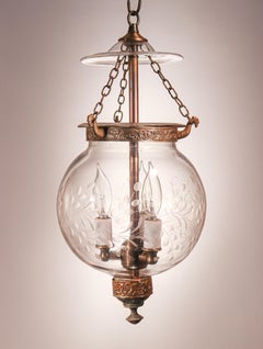 Antique Etched Globe Bell Jar Lantern