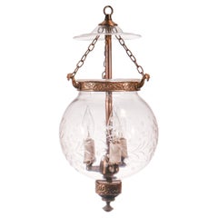 Antique Etched Globe Bell Jar Lantern