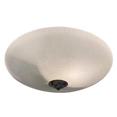 Antique Etched Milk Glass Light Fixture