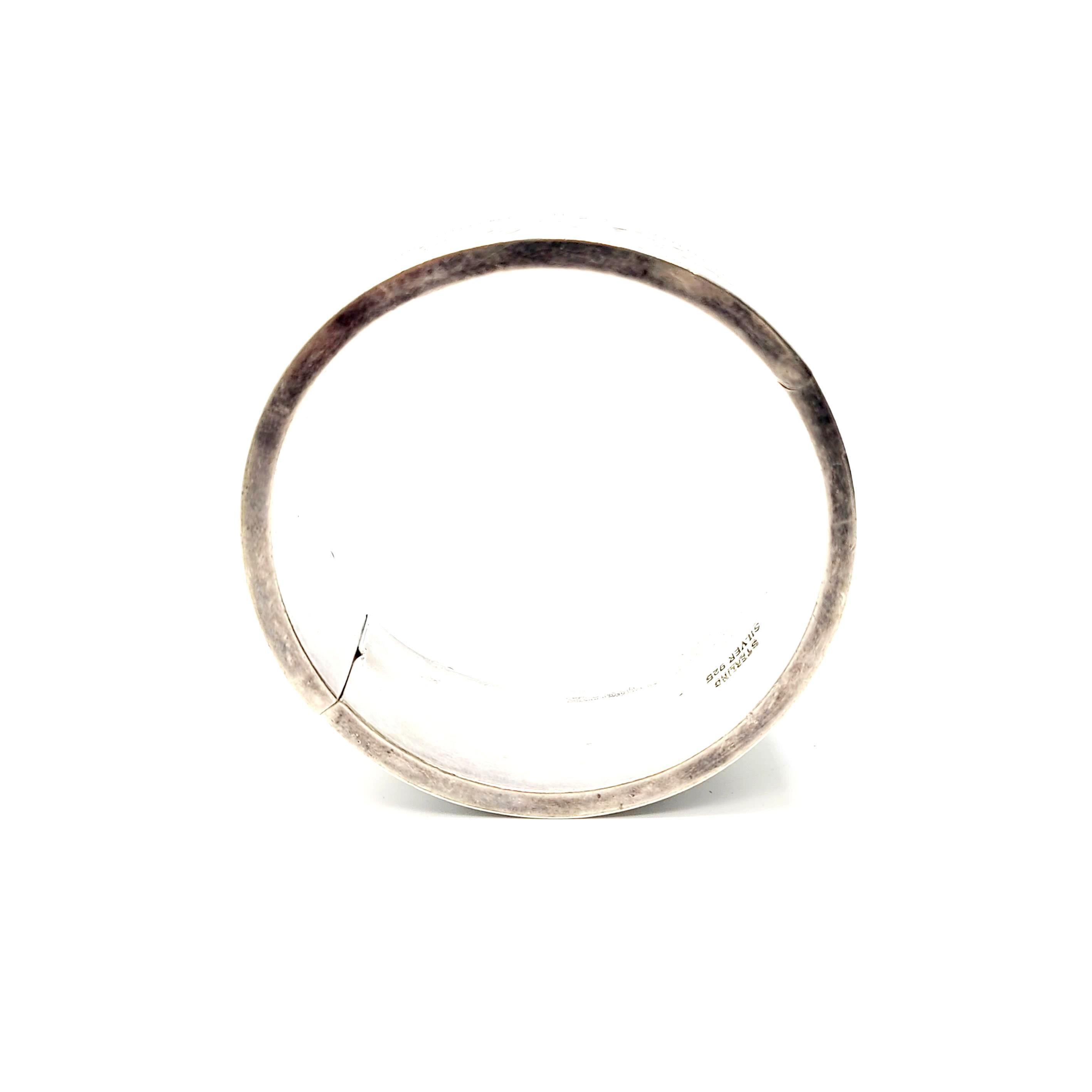 Antique Etched Sterling Silver Wide Bangle Bracelet In Good Condition In Washington Depot, CT