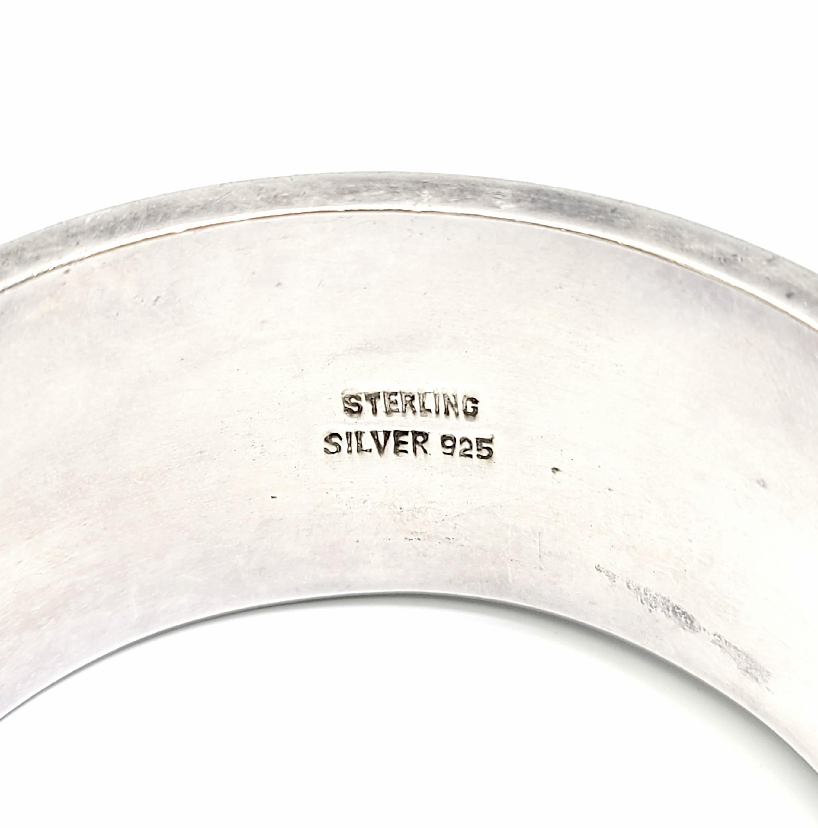 Antique Etched Sterling Silver Wide Bangle Bracelet 2