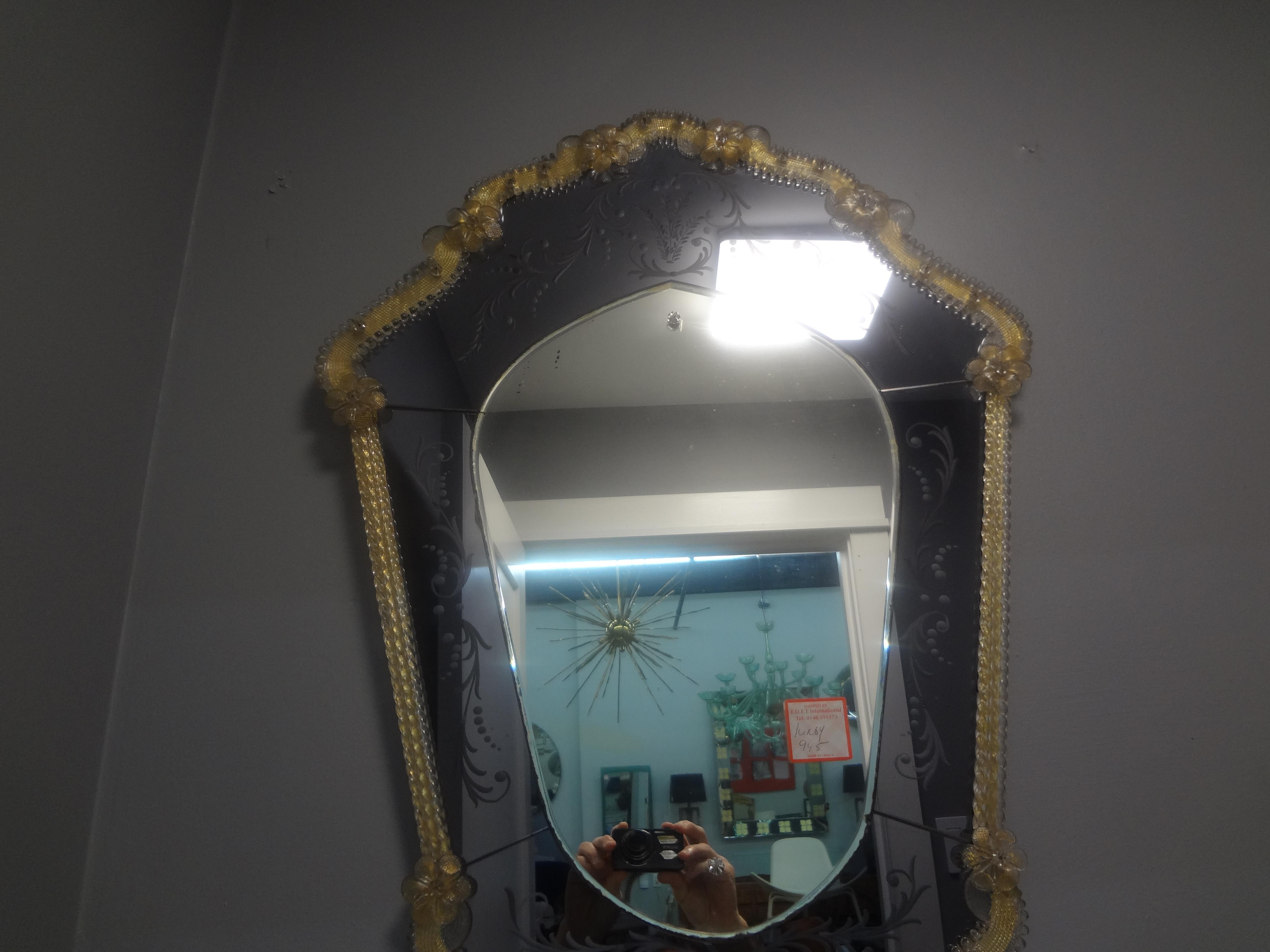 Antique Etched Venetian Mirror 2
