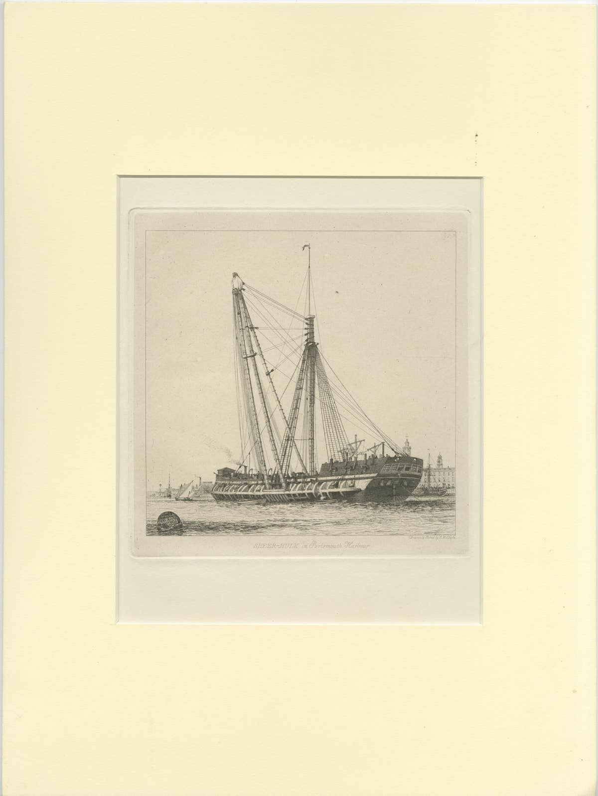 Antique Etching of a Sheer Hulk
