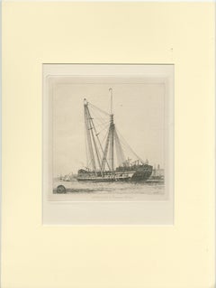 Antique Etching of a Sheer Hulk