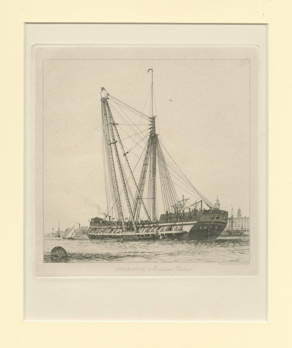 Antique Etching of a Sheer Hulk