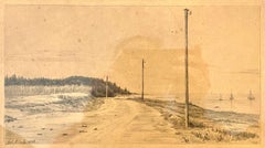 Gravure ancienne d'une scène de plage, Carl Bloch (1834-1890), 19e siècle