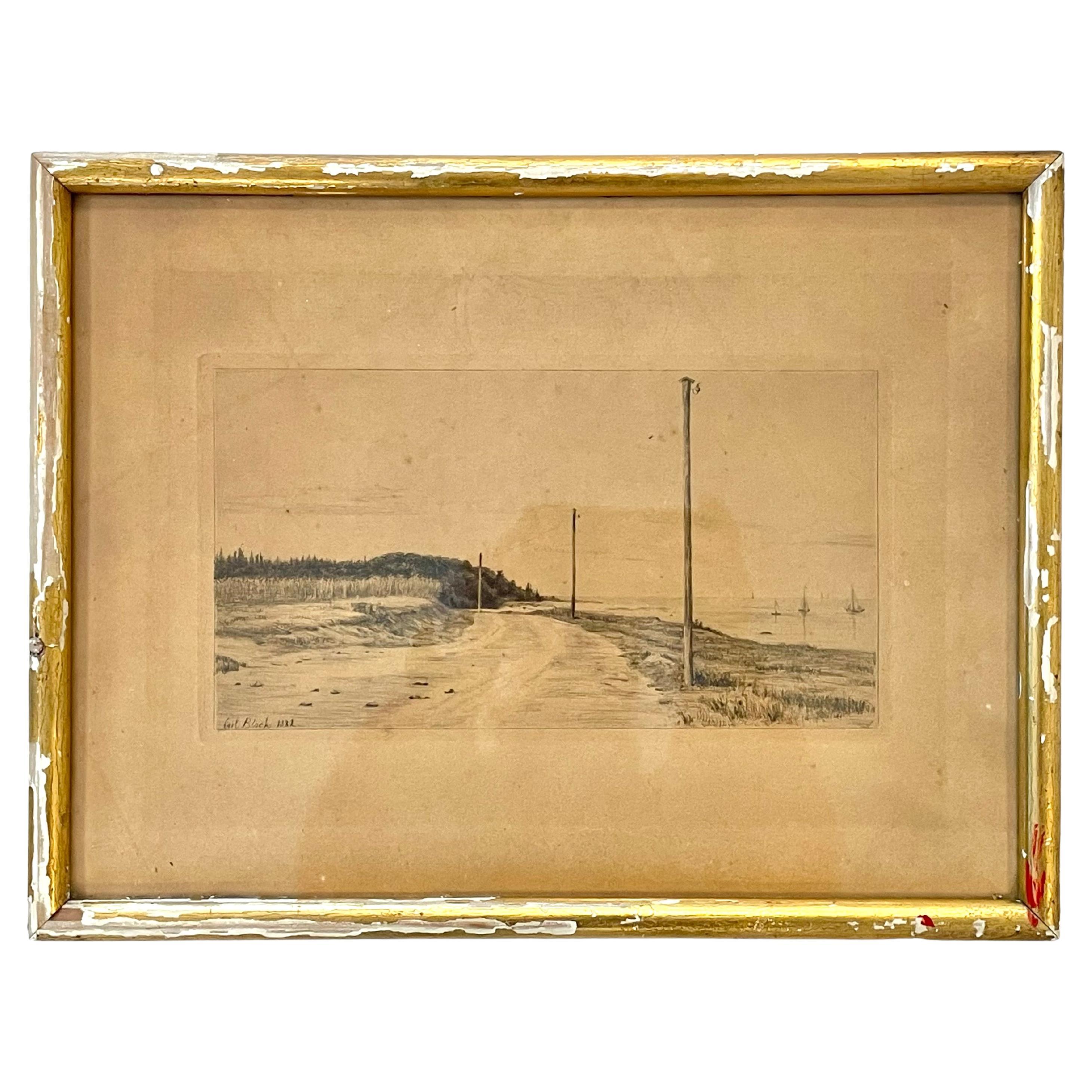 Antique Etching of Beach Scene, Carl Bloch (1834-1890), 19th Century