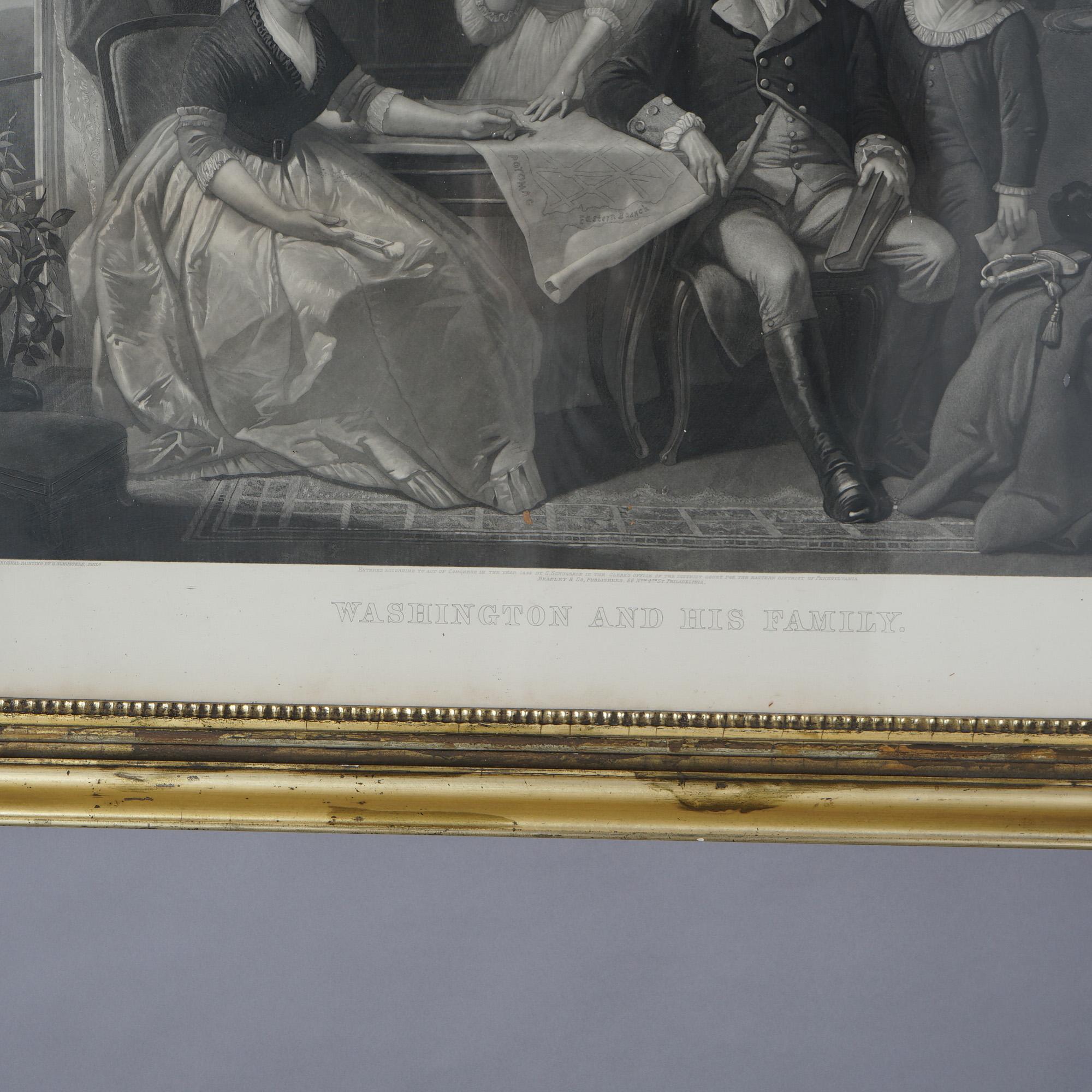 19th Century Antique Etching Proof, “Washington And His Family” 19thC For Sale