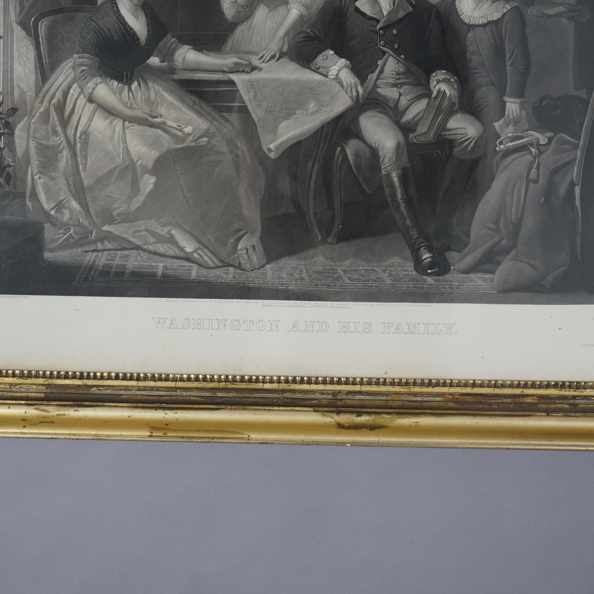 Paper Antique Etching Proof, “Washington And His Family” 19thC For Sale