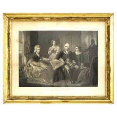 Antike Radierung Proof, Washington und seine Familie, 19. Jahrhundert