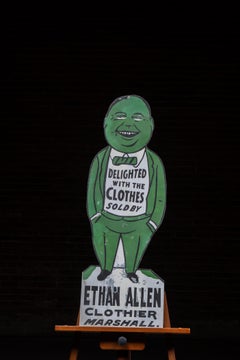 Antique Ethan Allen Clothier Figural Tin Ithaca-Type Advertising Display Sign