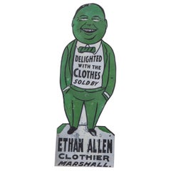 Antique Ethan Allen Clothier Figural Tin Ithaca-Type Advertising Display Sign