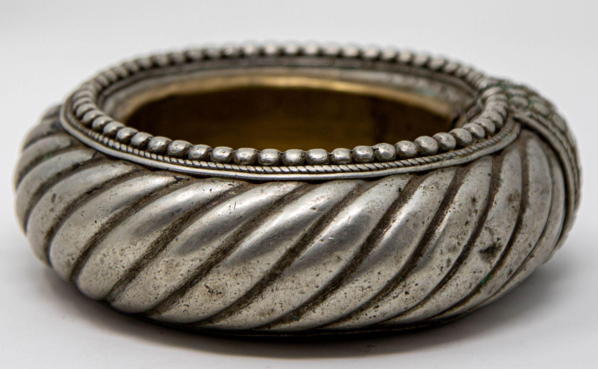 19th Century Antique Ethnic North African Moroccan Silver Anklet Ashtray Catchall Dish For Sale