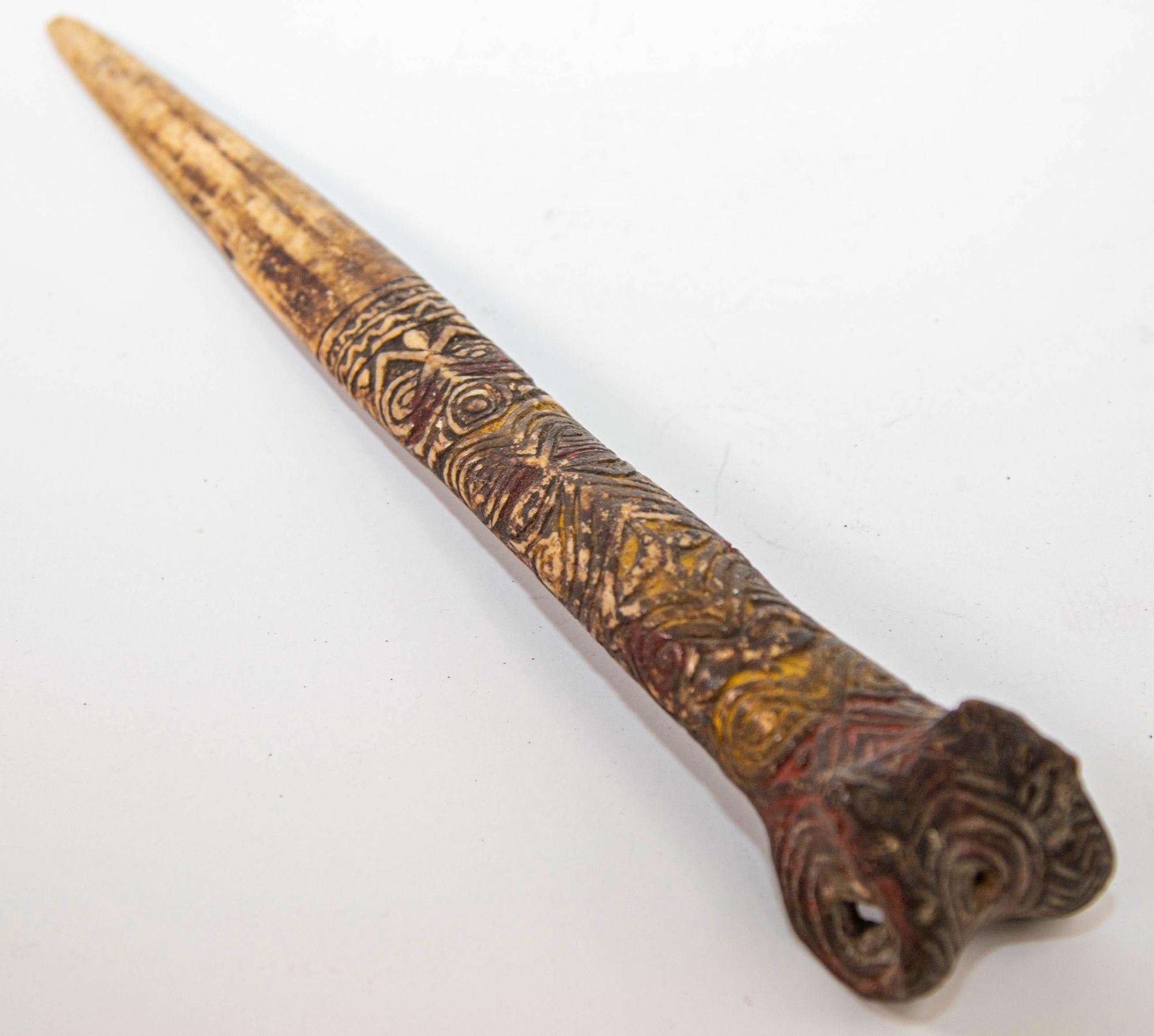 Antique Ethnic Artifact Sepik River Cassowary Bone from Papua New Guinea For Sale 8