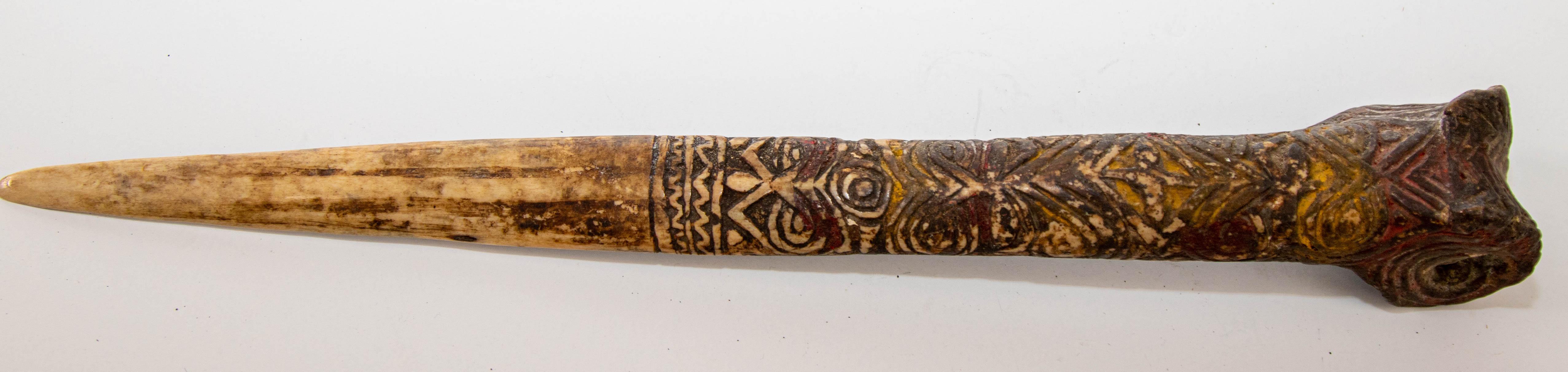 20th Century Antique Ethnic Artifact Sepik River Cassowary Bone from Papua New Guinea For Sale