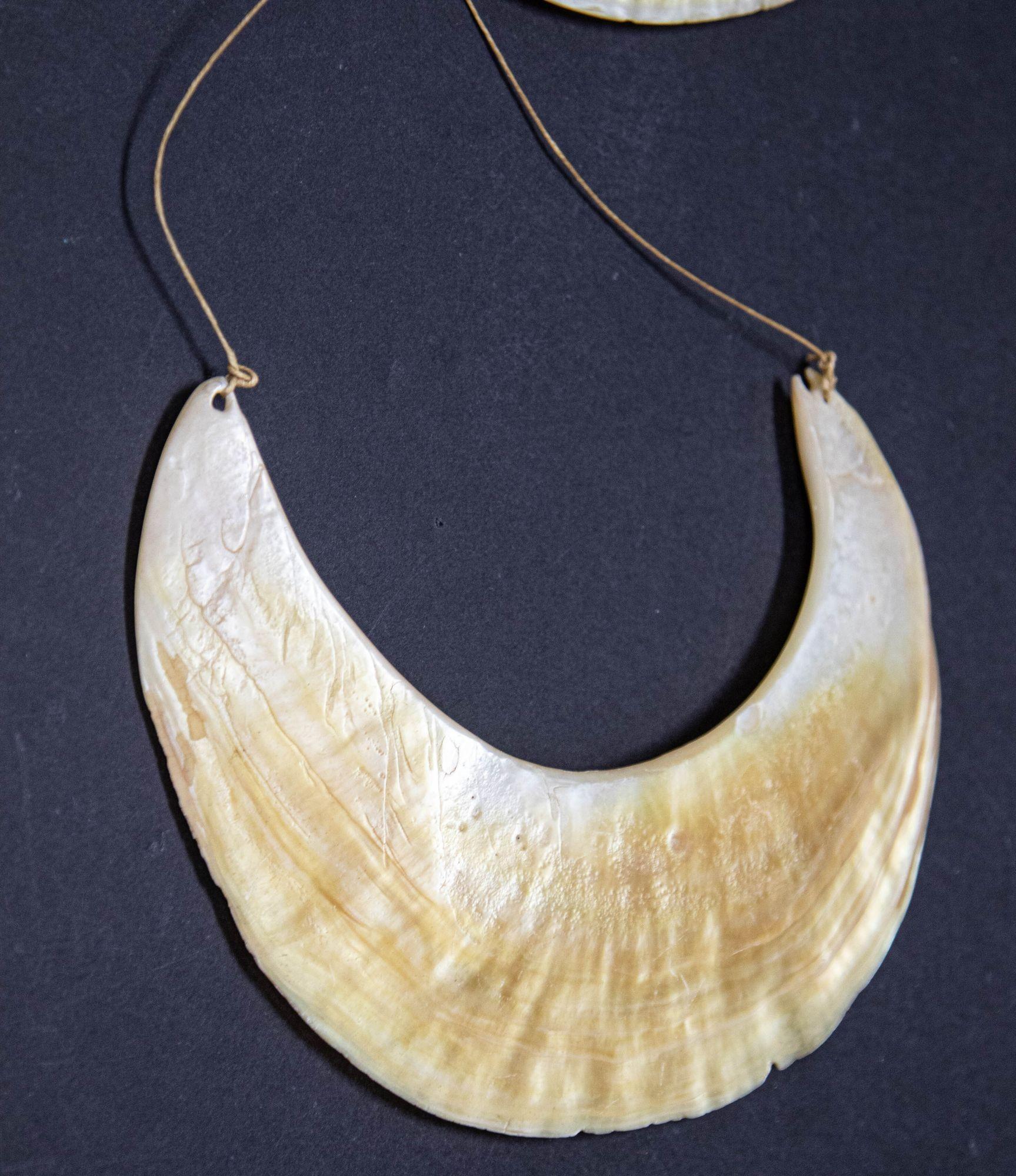 Antique Ethnic Tribal Kina Crescent Shell Necklaces Papua New Guinea Set of 3 For Sale 11