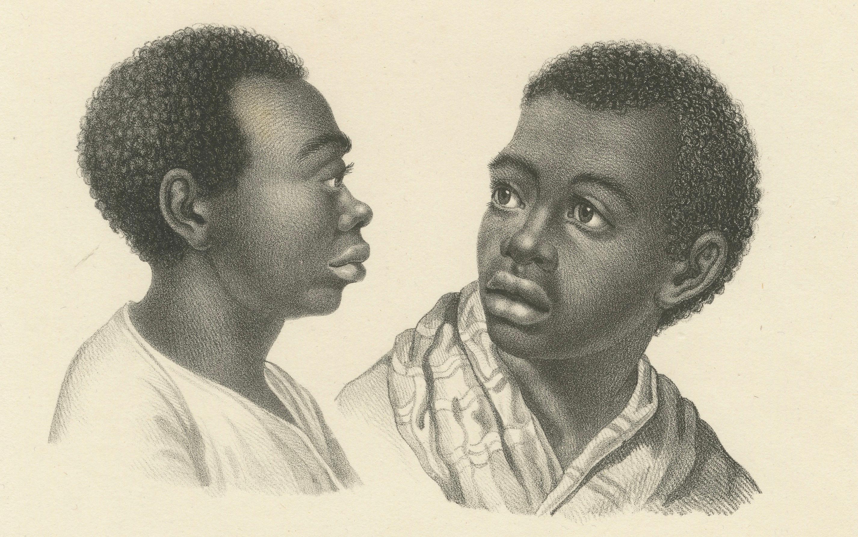 Lithographies ethnographiques anciennes de peuples africains, Brodtmann, 1827 en vente 3