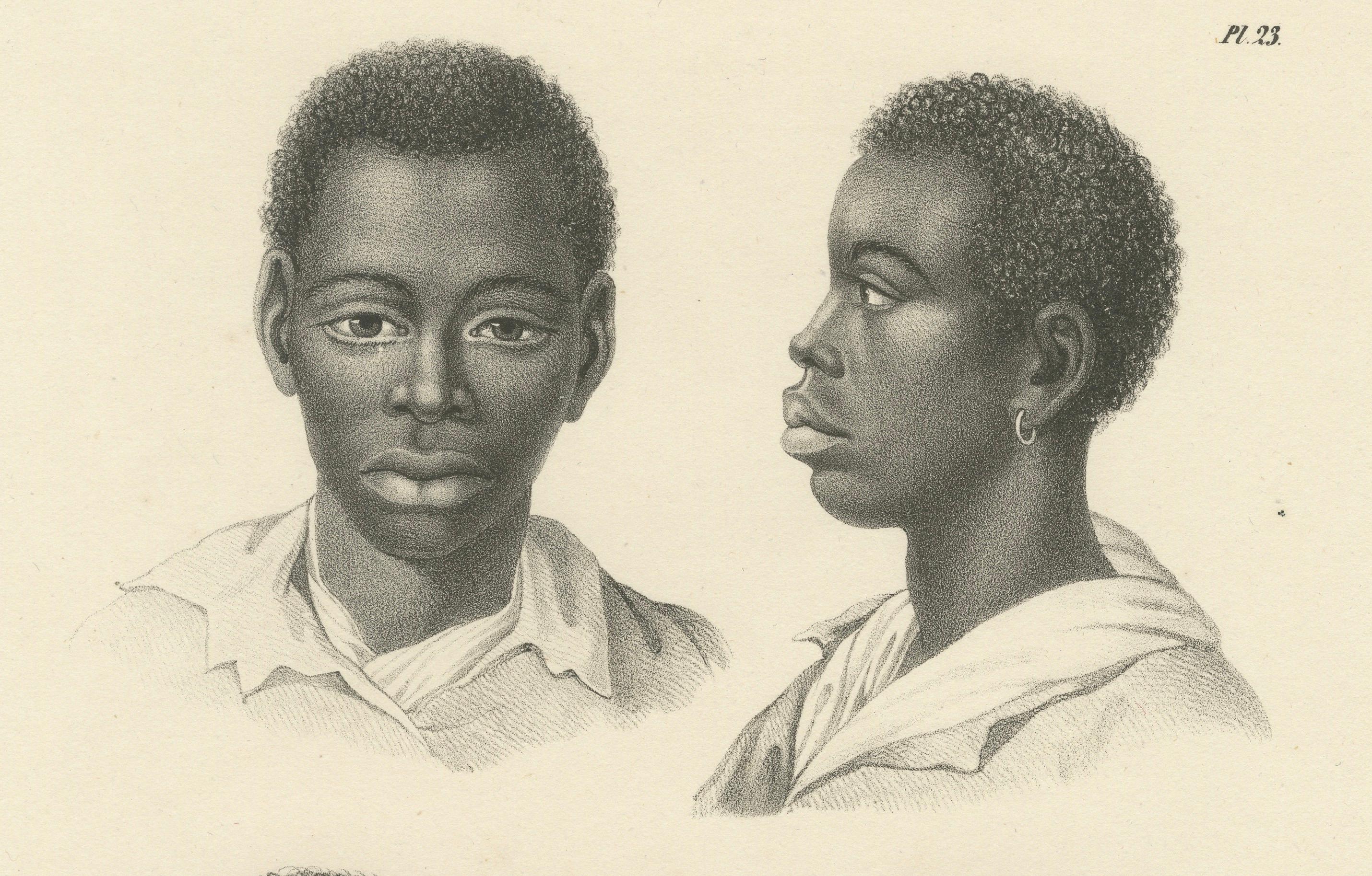 Lithographies ethnographiques anciennes de peuples africains, Brodtmann, 1827 en vente 4