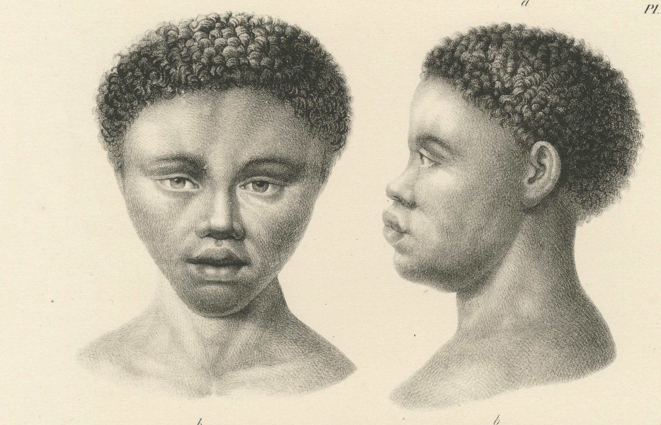 Papier Lithographies ethnographiques anciennes de peuples africains, Brodtmann, 1827 en vente