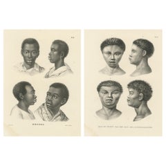 Antike ethnografische Lithografien von afrikanischen V�ölkern, Brodtmann, 1827