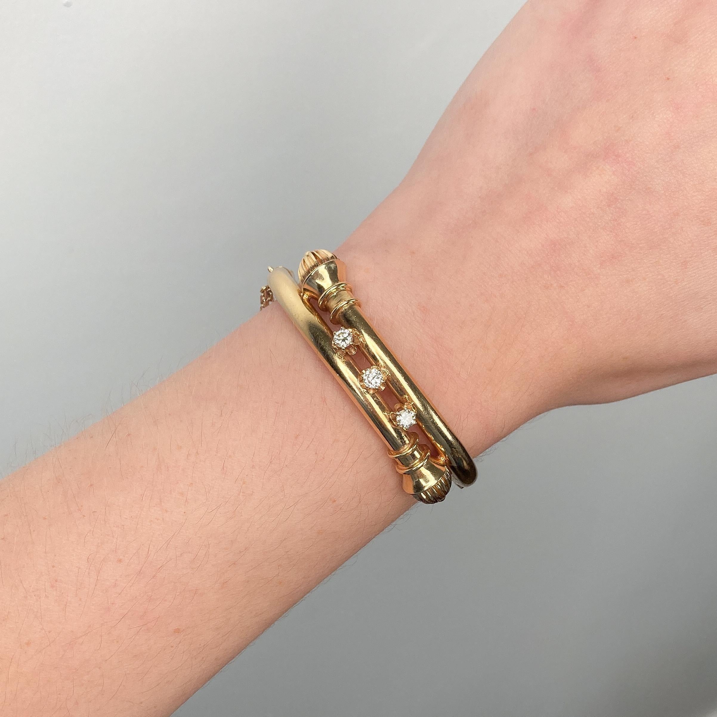 Antiker etruskischer Revival-Armreif aus 14k Gold (Rundschliff) im Angebot