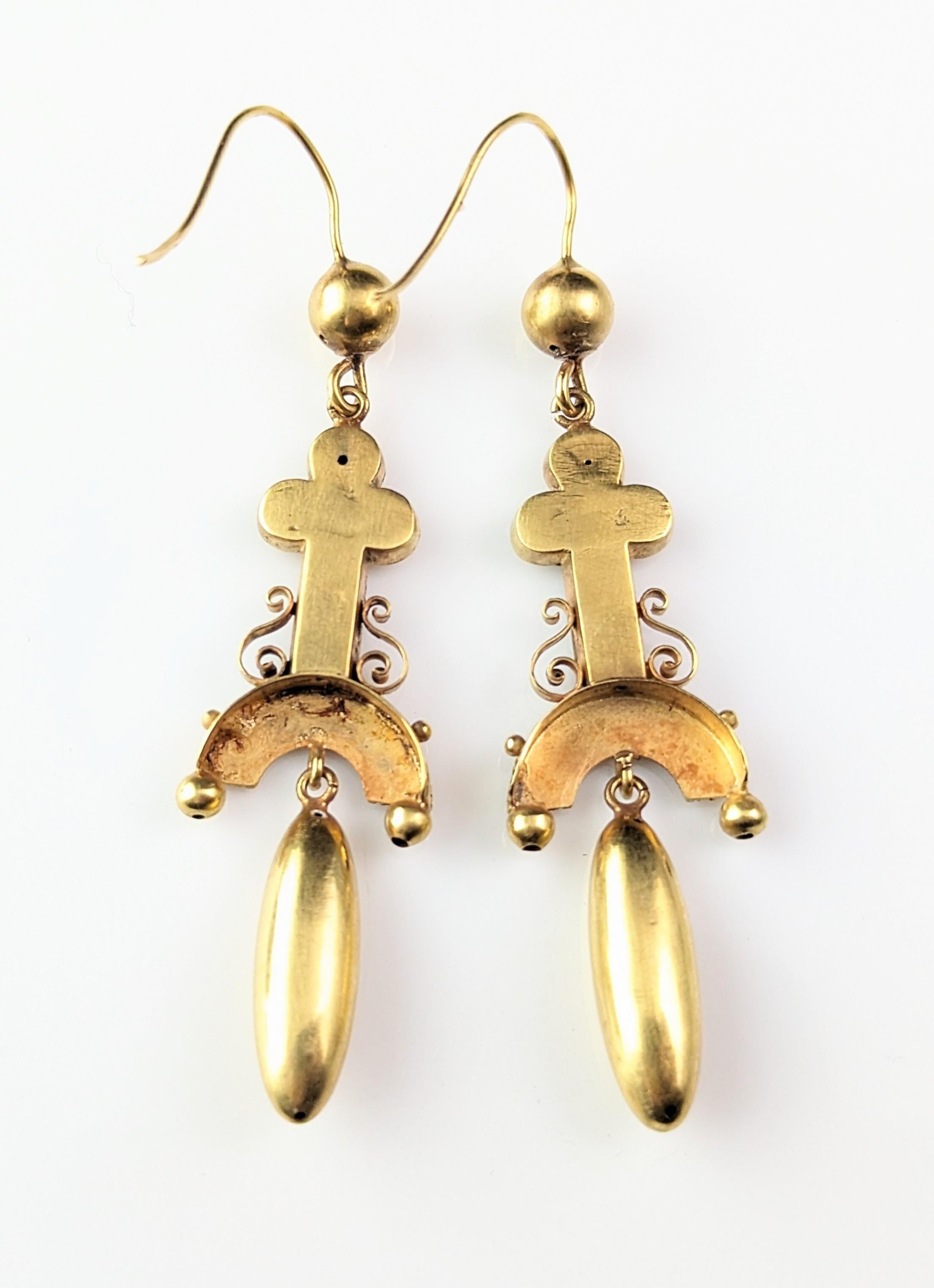 Antique Etruscan revival earrings, 15k yellow gold  For Sale 5
