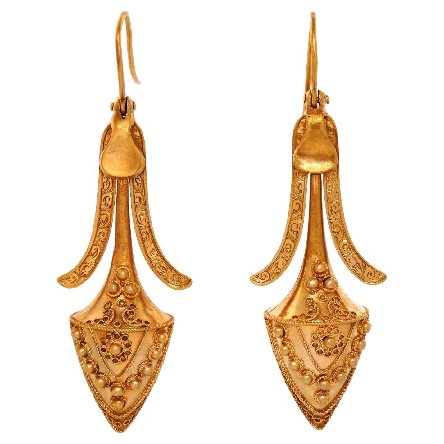 Antique Etruscan Revival Earrings For Sale