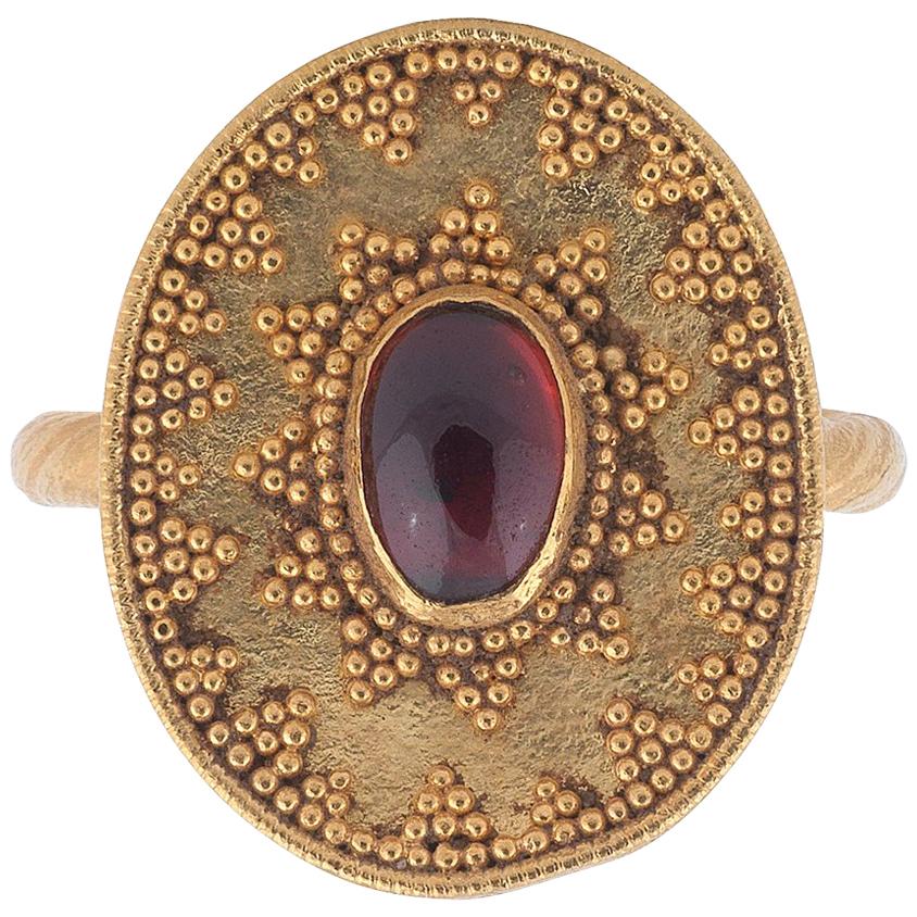 Antique Etruscan Revival Garnet Ring