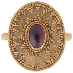 Antique Etruscan Revival Garnet Ring