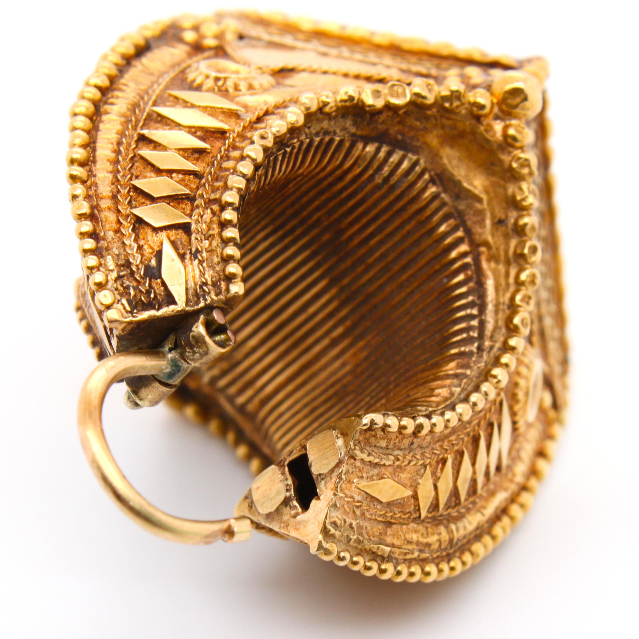 Antique Etruscan Revival Gold Earrings, 19th Century In Good Condition In Idar-Oberstein, DE