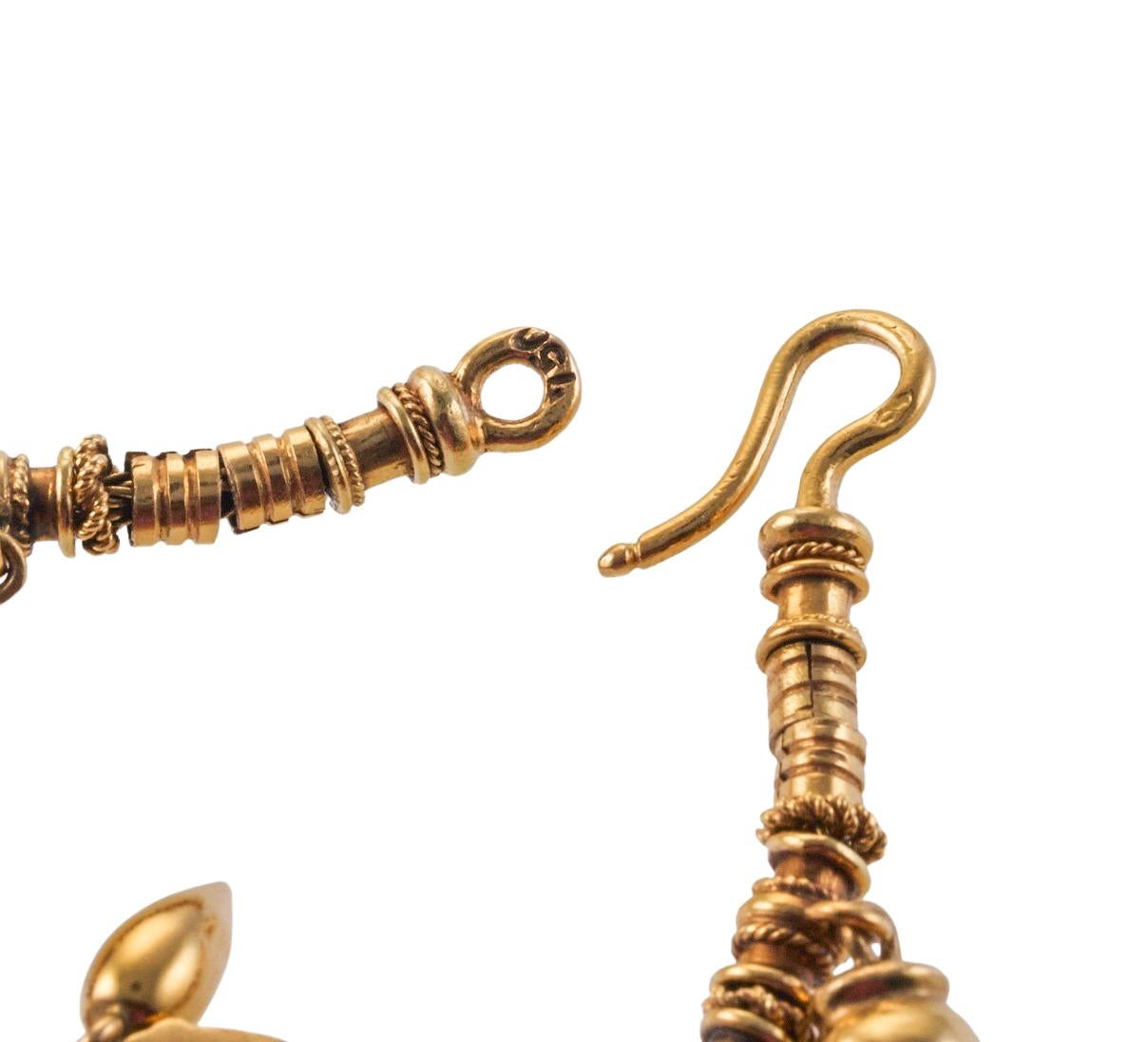 Women's Antique Etruscan Revival Gold Fringe Necklace For Sale