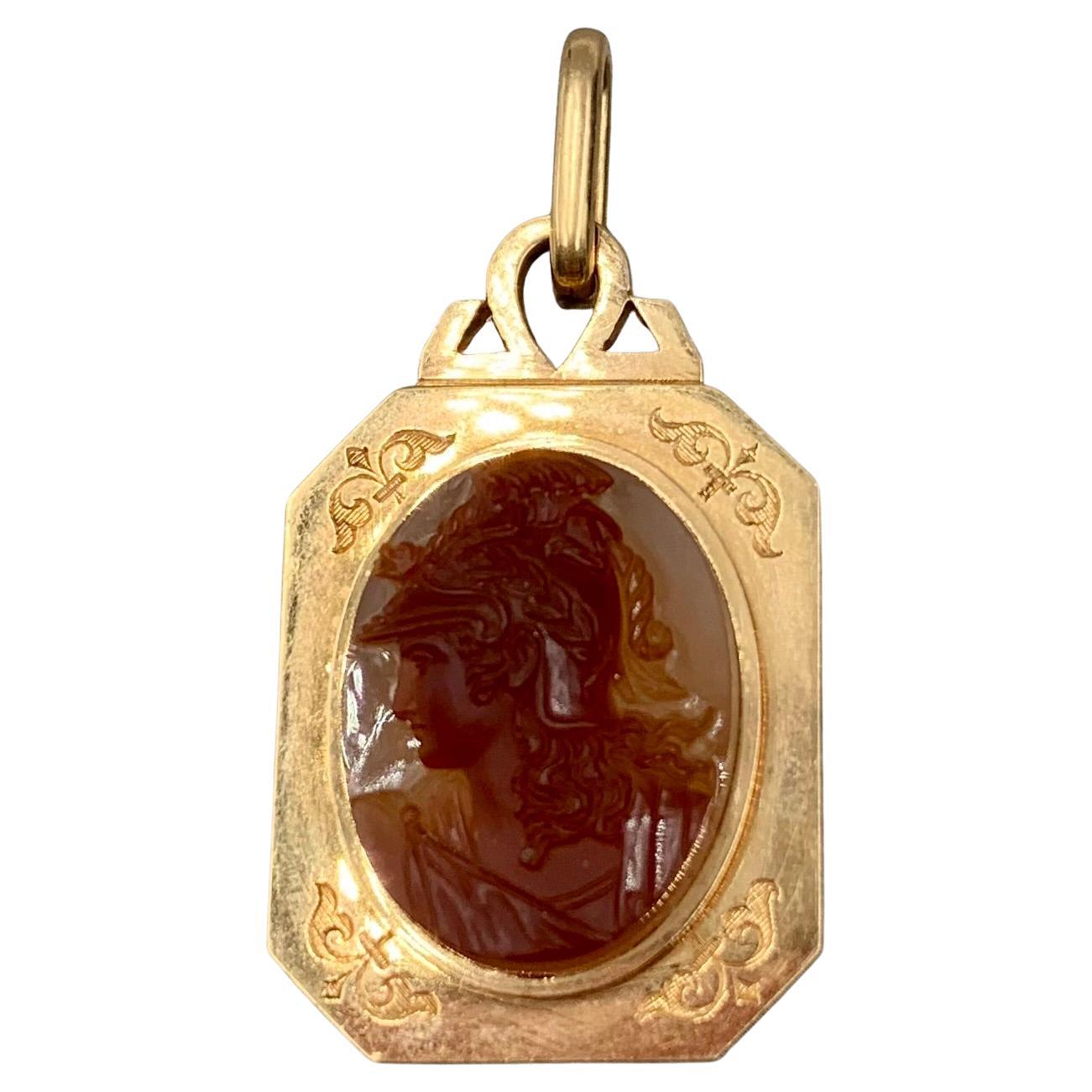 Antique Etruscan Revival Luigi Rosi 18K Rose Gold Sardonyx Achilles Cameo Locket