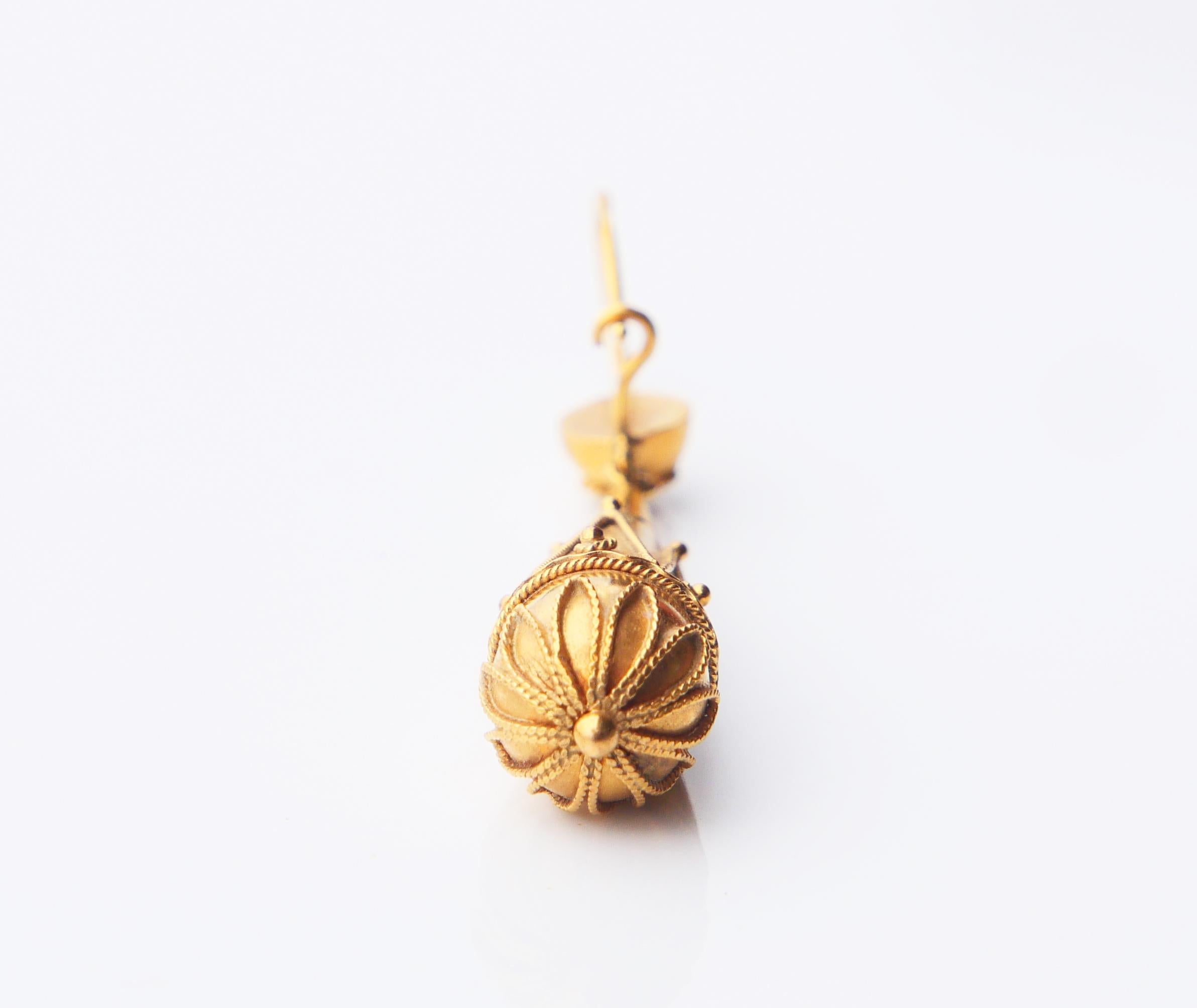 Antike Etruskische Stil Granulierte Ohrringe baumeln massiv  18K Gold / 7.1gr im Angebot 2